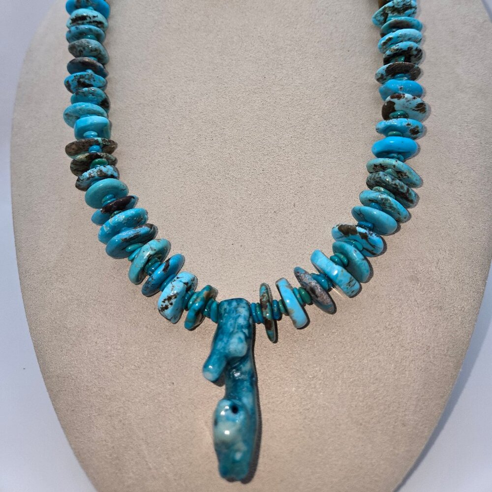 Natural Blue Coral and Kingman Turquoise Necklace